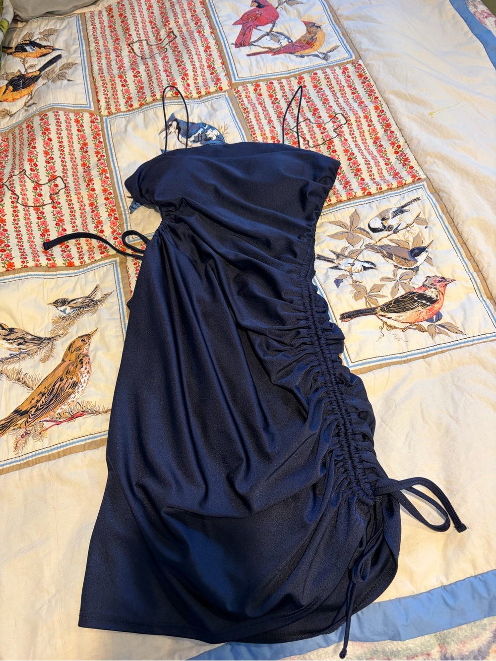 B Darlin Navy Ruched Side-Tie Mini Dress